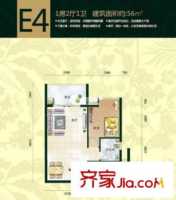 石小路小區(qū) 1室 戶型圖