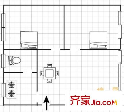 朝陽路小區(qū) 2室 戶型圖