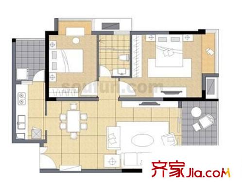 東方新苑 2室 戶型圖