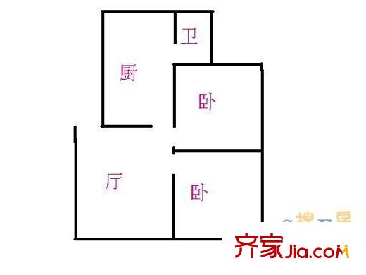 朝陽路小區(qū) 2室 戶型圖