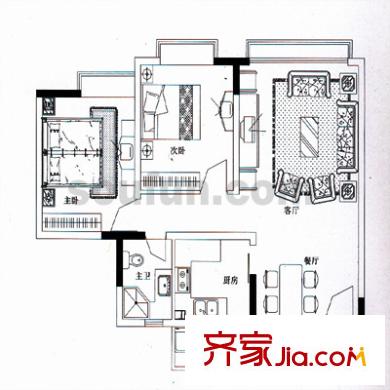 鴻程山水家園 2室 戶型圖