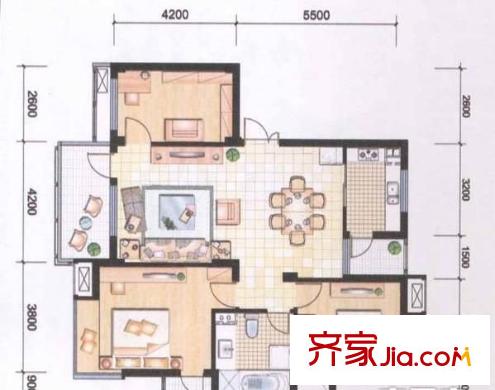 海棠曉月海雅居 4室 戶型圖