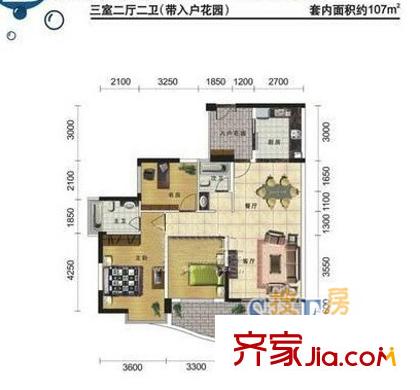 海棠曉月海雅居戶型圖戶型圖3 3室2廳2衛(wèi)1廚