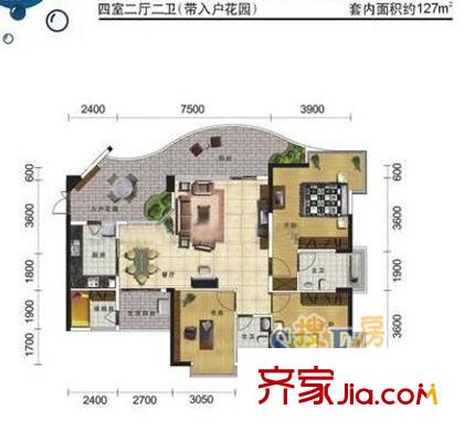海棠曉月海雅居戶型圖戶型圖1 4室2廳2衛(wèi)1廚