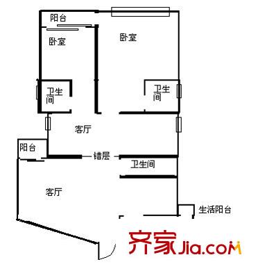 海棠曉月海悅居 4室 戶型圖