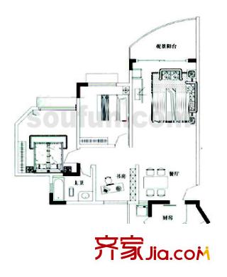 鴻程山水家園 3室 戶型圖
