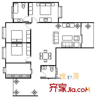 南城大道小區(qū)戶型圖南城大道2 3室2廳2衛(wèi)1廚