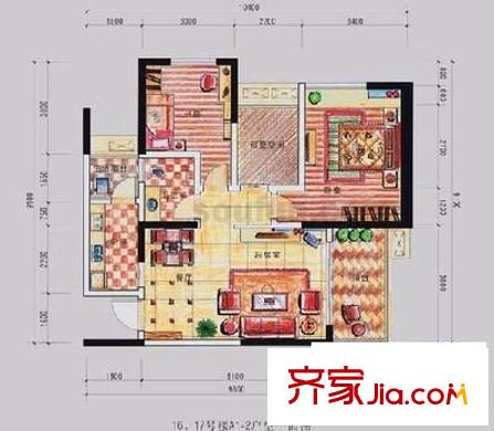 金輝融僑半島云滿庭D區(qū) 2室 戶型圖