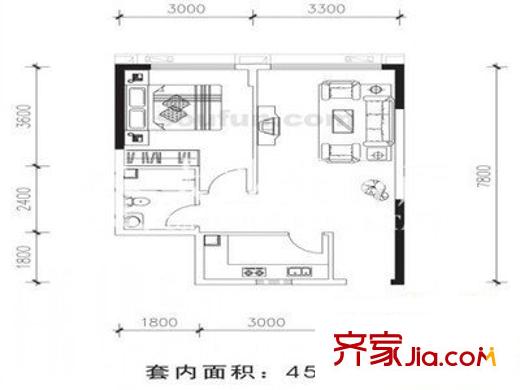 海韻名邸 1室 戶型圖