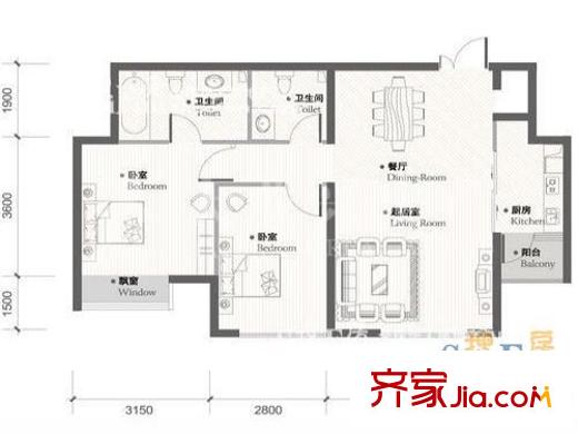 渝南佳苑 2室 戶型圖