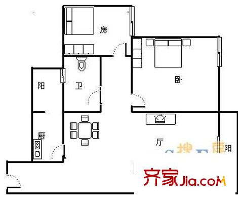 尚立錦繡北濱 2室 戶型圖