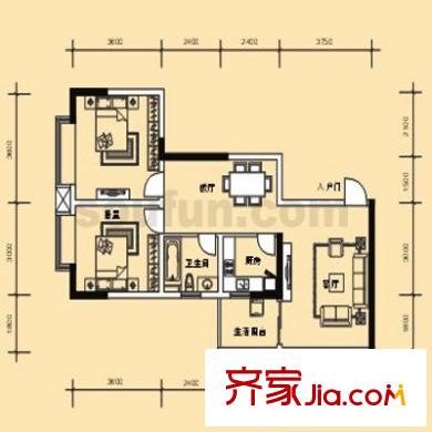 尚立錦繡北濱 2室 戶型圖