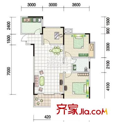 江南世家戶型圖榕香庭B5/B8型 3室2廳1衛(wèi)1廚