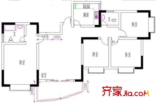 港航家園A區(qū)戶型圖港航家園 4室 戶型圖 4室2廳2衛(wèi)1廚