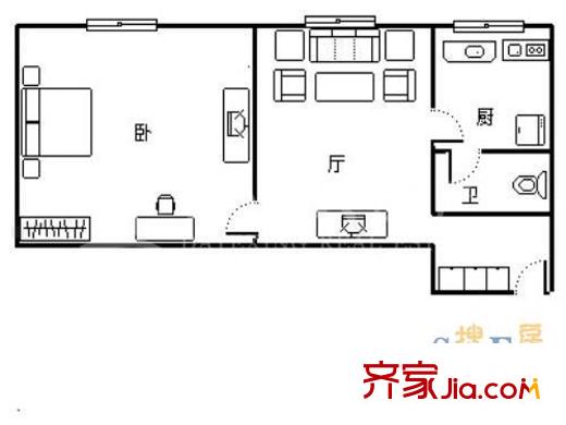 府邸美郡戶型圖 戶型圖 1室2廳1衛(wèi)1廚