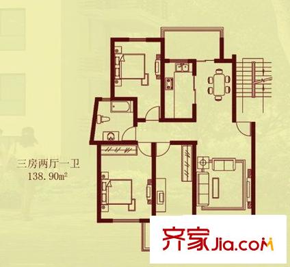 金玉滿堂城市花園 3室 戶型圖