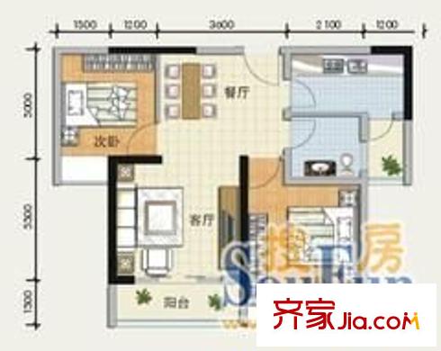 金玉滿堂城市花園 2室 戶型圖