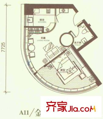 金玉滿堂城市花園戶型圖金玉滿堂1室 1室1廳1衛(wèi)1廚