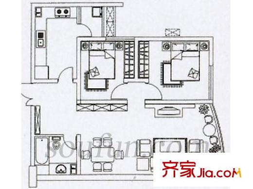 合景聚融廣場商住樓戶型圖戶型圖1 2室2廳1衛(wèi)1廚