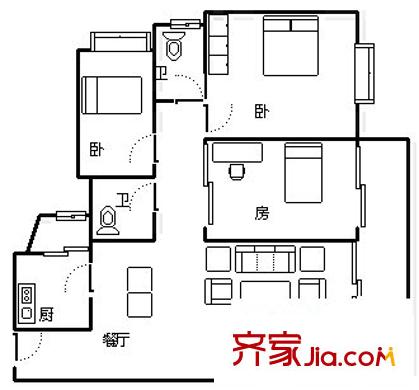 華新逸景 3室 戶型圖