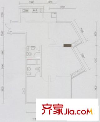 合景聚融廣場商住樓戶型圖A型 3室2廳2衛(wèi)1廚