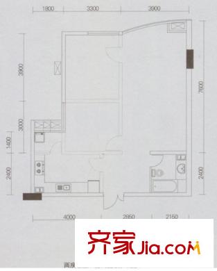 合景聚融廣場商住樓戶型圖G型 2室1廳1衛(wèi)1廚