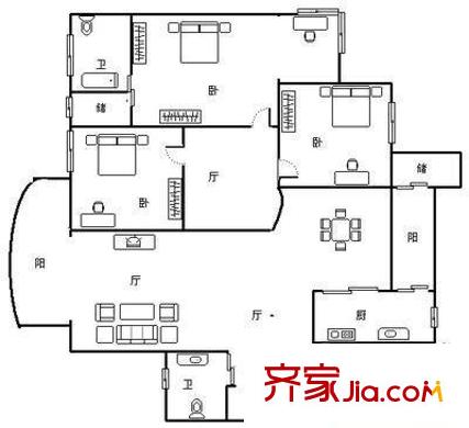 華新逸景 3室 戶型圖