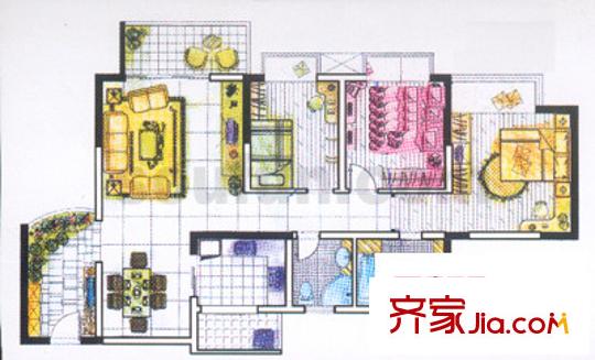 香逸半山戶型圖8號(hào)樓A戶型 3室2廳2衛(wèi)1廚