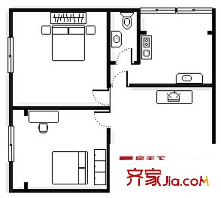 渝中區(qū)人和街 2室 戶型圖