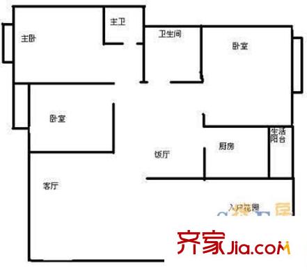 縉云小區(qū) 3室 戶型圖