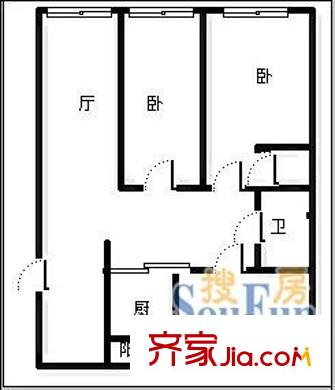 縉云小區(qū) 3室 戶型圖