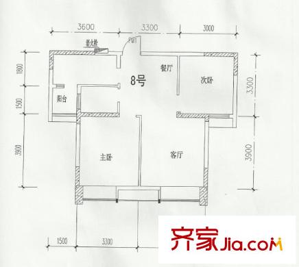 九龍花園 2室 戶型圖