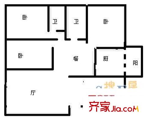 縉云小區(qū) 3室 戶型圖