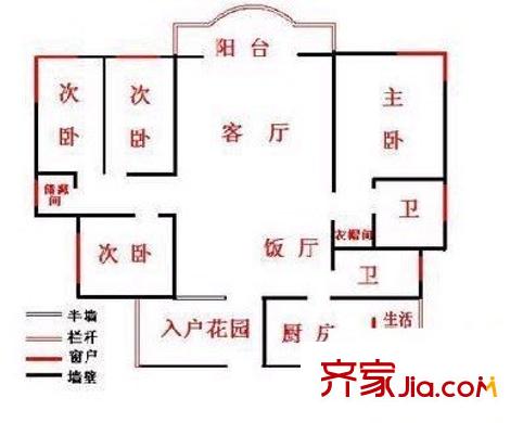 縉云小區(qū)戶型圖 戶型圖 4室2廳2衛(wèi)1廚