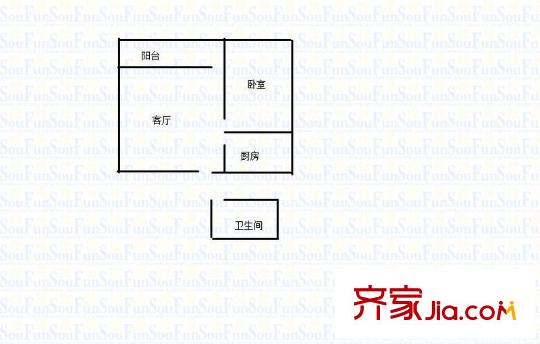 友誼村 1室 戶型圖