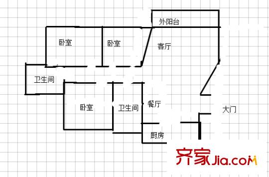 佳禾鈺茂河畔名居 3室 戶型圖