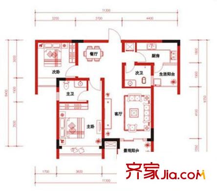金易上品源 3室 戶型圖