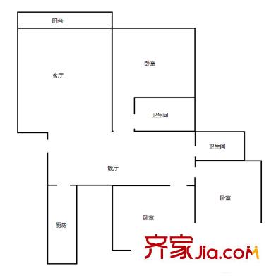 佳禾鈺茂河畔名居 3室 戶型圖