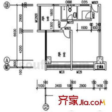 愛華龍都戶型圖戶型圖 2室1廳1衛(wèi)1廚