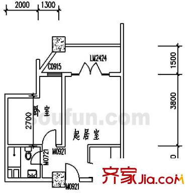 愛華龍都戶型圖戶型圖 1室1廳1衛(wèi)1廚