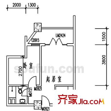 愛華龍都戶型圖戶型圖 1室1廳1衛(wèi)1廚