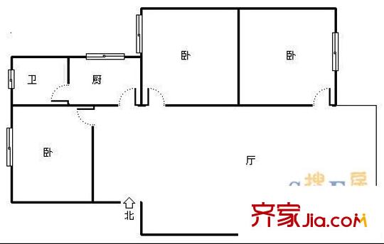 北泉路小區(qū)戶型圖北泉路 3室 戶型圖 3室2廳1衛(wèi)1廚