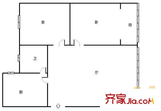 北泉路小區(qū)戶型圖北泉路 2室 戶型圖 2室2廳1衛(wèi)1廚