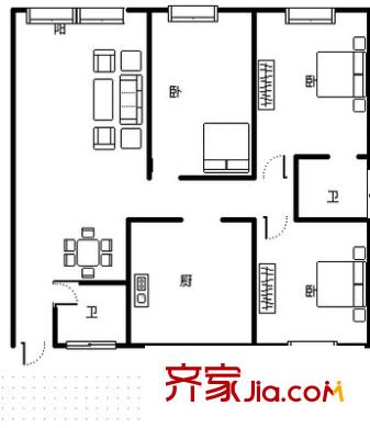 加州百合園 3室 戶型圖