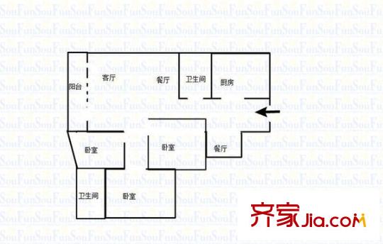 鳳鳴山水國際 3室 戶型圖