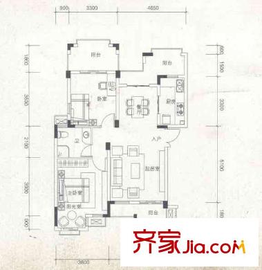 海昌加勒比 2室 戶型圖