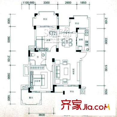 海昌加勒比戶型圖B2-02 2室2廳1衛(wèi)1廚