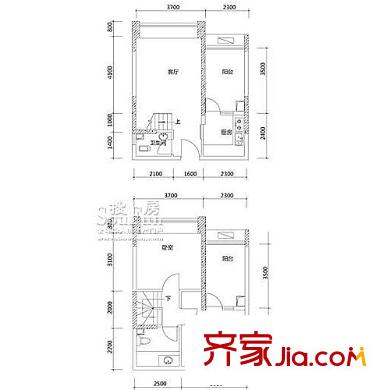 金城國際戶型圖A1 2室2廳2衛(wèi)1廚