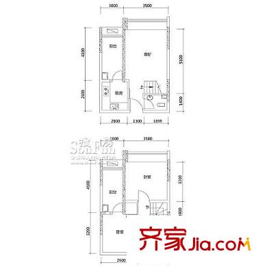 金城國際戶型圖A2 2室2廳2衛(wèi)1廚
