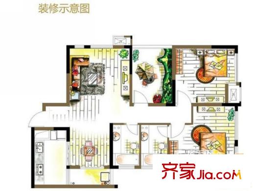 金城國際戶型圖戶型圖 2室2廳2衛(wèi)1廚